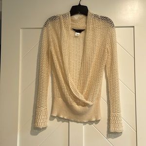 BCBG MaxAzria crochet cross over sweater